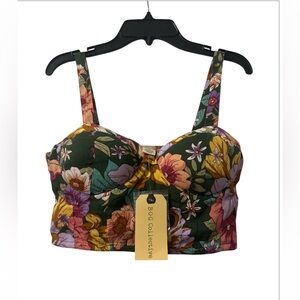 Black and Pink Sleeveless Bustier Crop Top